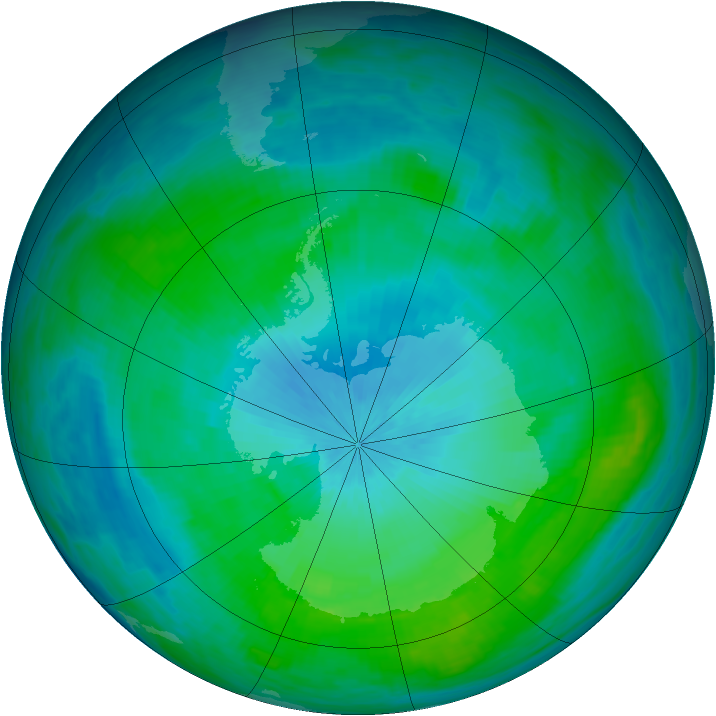 Antarctic ozone map for 16 February 1988